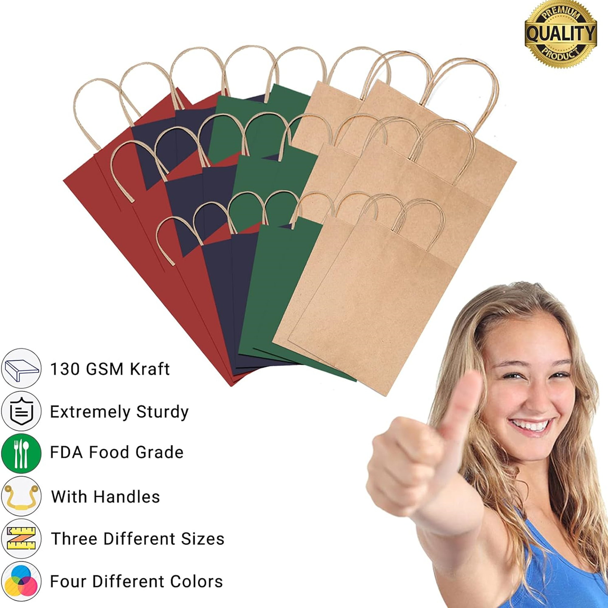 Kraft Paper Gift Bag With Handles Item No#10276 - Image 4