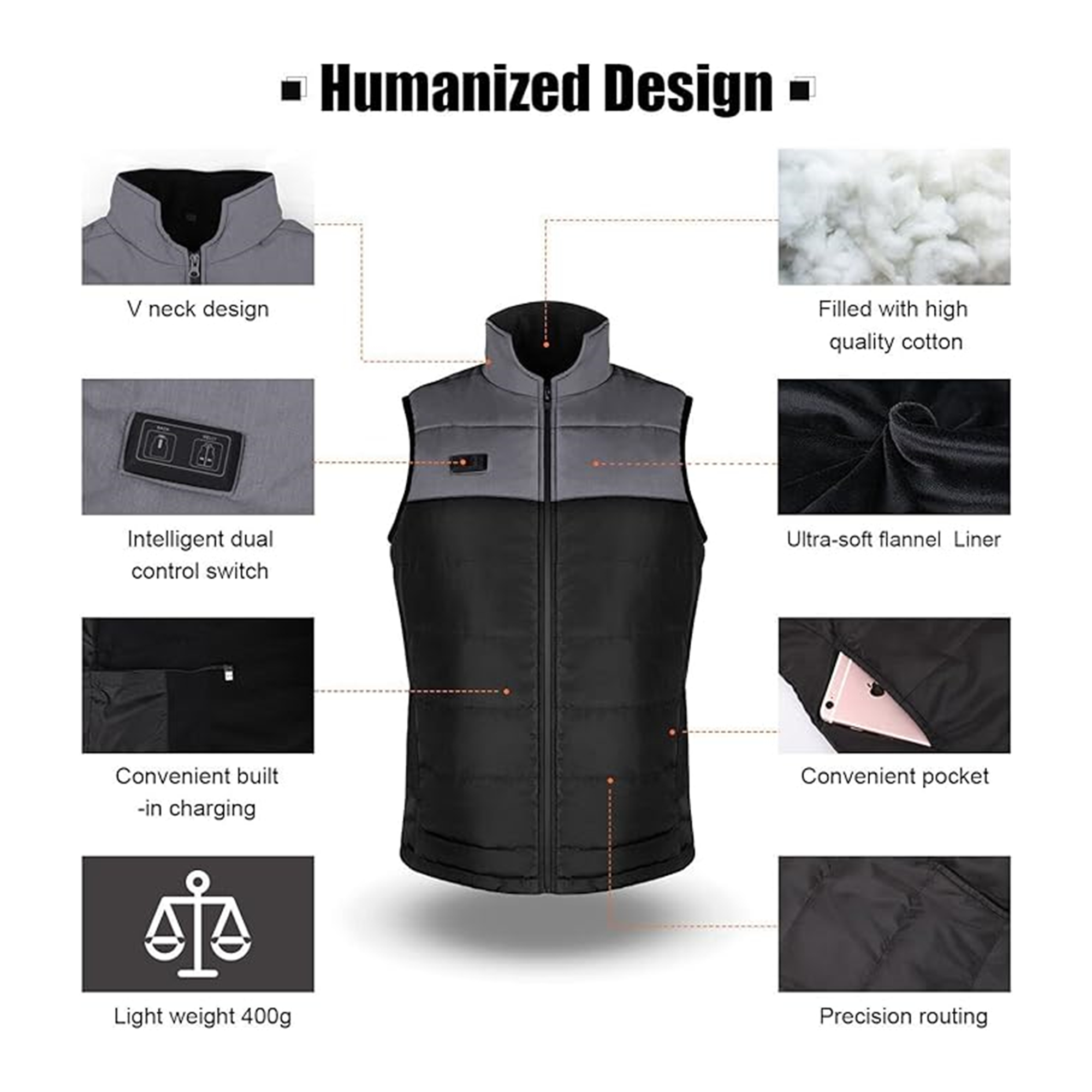 Usb Charge Heat Vest Item No#10338 - Image 3