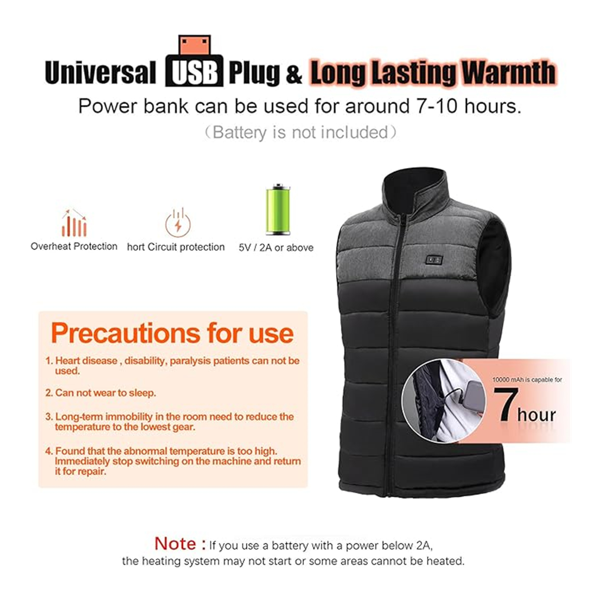 Usb Charge Heat Vest Item No#10338 - Image 4
