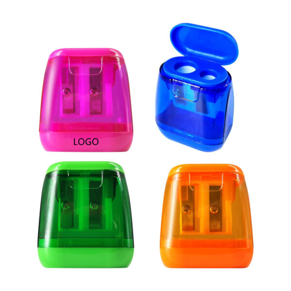 Pack 4 Colorful Compact Dual Holes Manual Pencil Sharpener Item No#10222