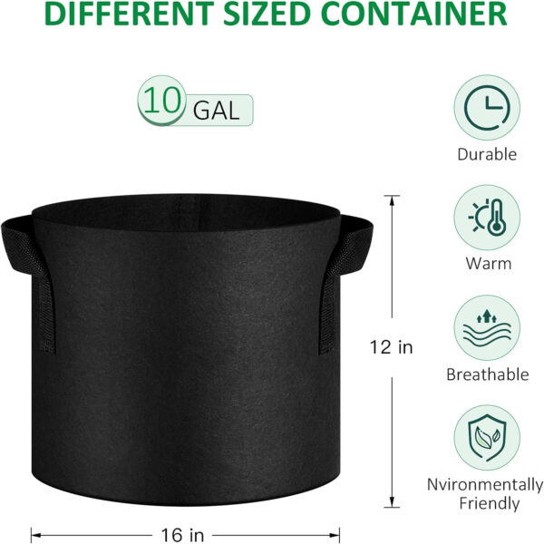 4 Pack 10 Gallon Thickened Fabric Grow Bags Item No#10223 - Image 3