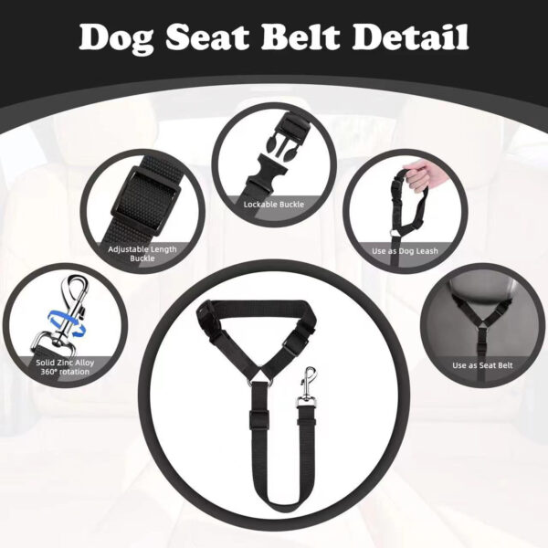 2 Packs Adjustable Dog Cat Safety Seat Belt In carItem No#10002 - Image 3