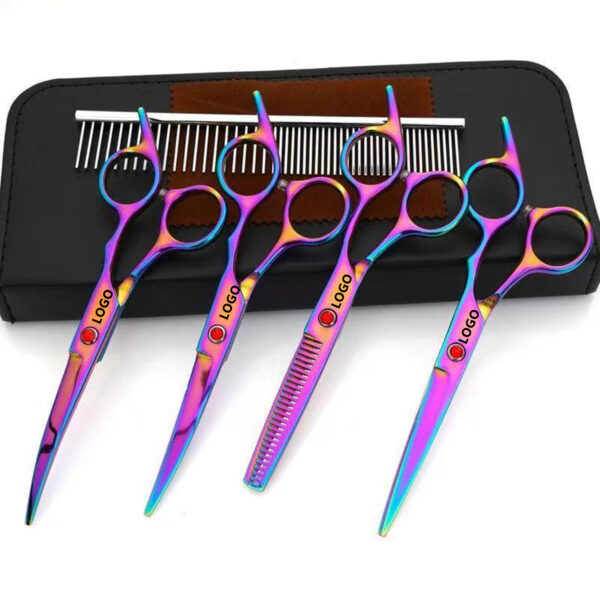 Rainbow coated 6 in 1 Dog Grooming Scissors SetItem No#10022