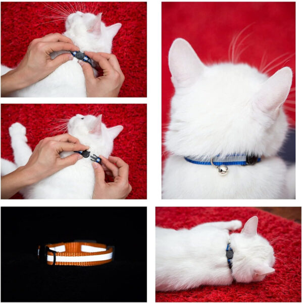Mixed Colors Reflective Cat Collar With Bell Item No#10043 - Image 5