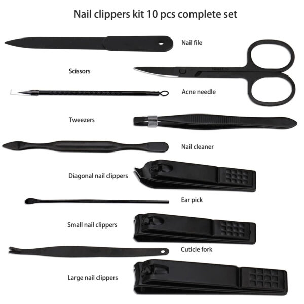 10 In 1 Manicure Set Nail Clippers Pedicure Kit Item No#10052 - Image 3
