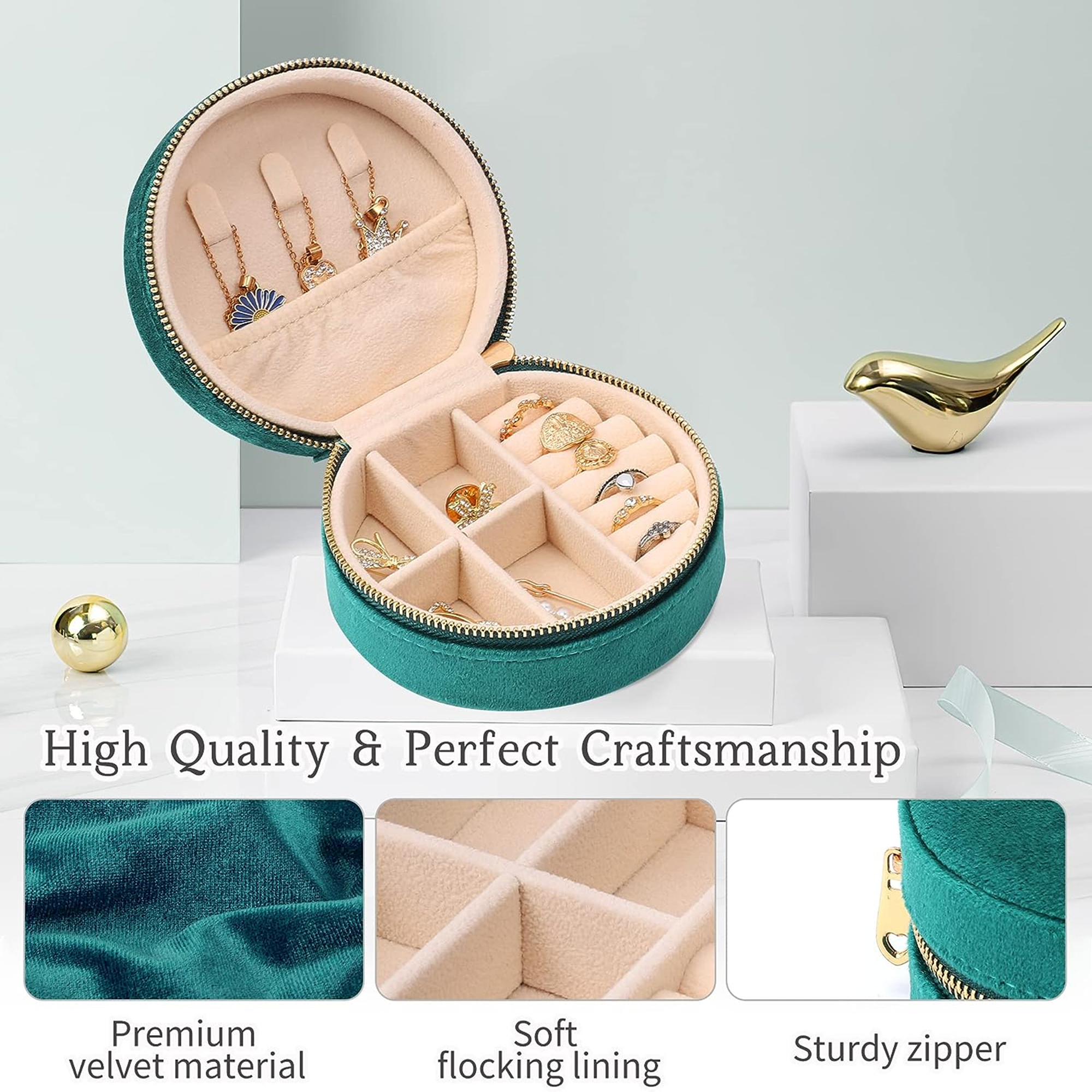 Small Velvet Jewelry Box Travel Organizer Item No#10057 - Image 2