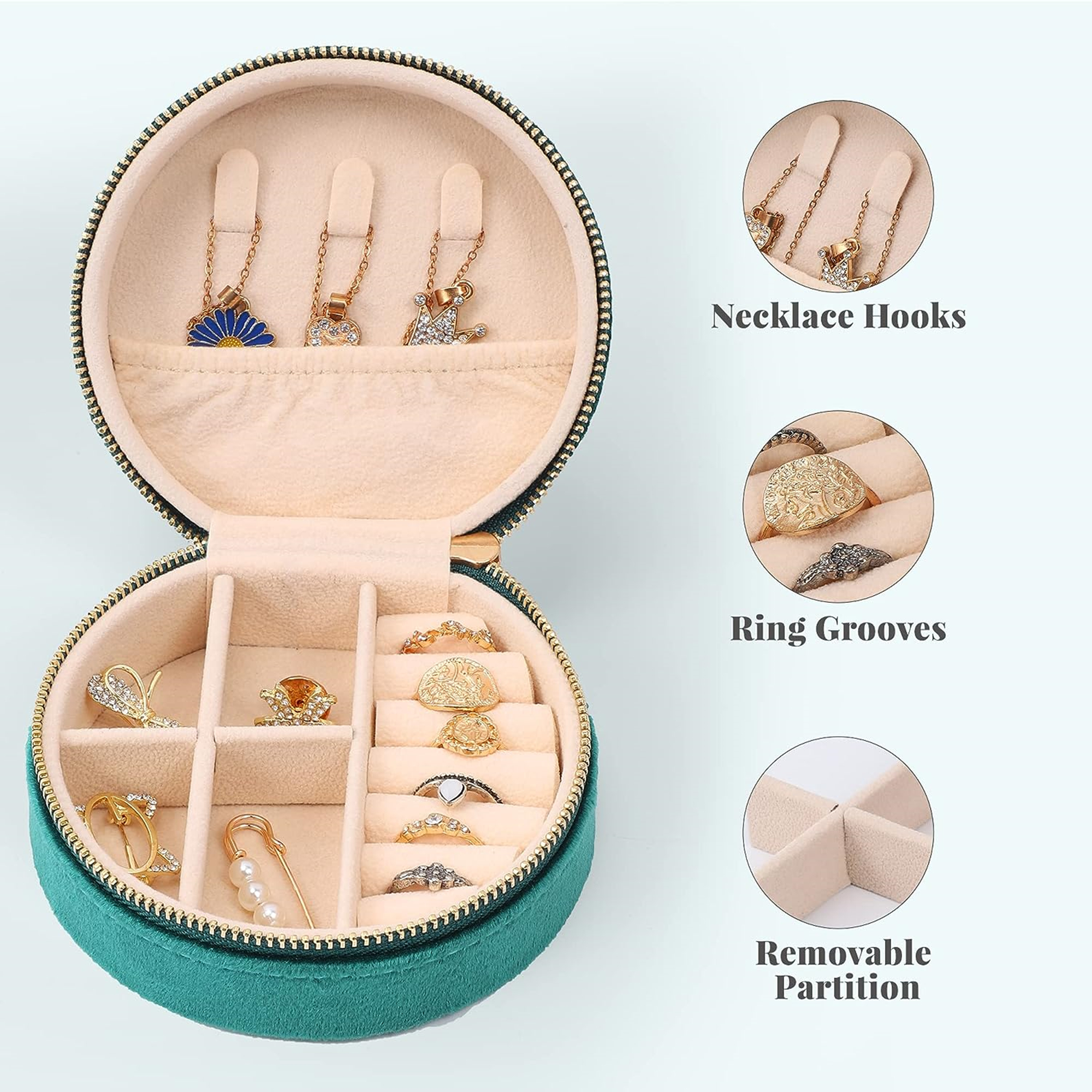Small Velvet Jewelry Box Travel Organizer Item No#10057 - Image 3