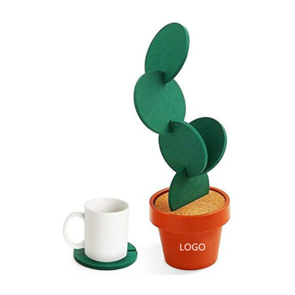 Set Of 6 Diy Cactus Coasters With Flowerpot Holder Item No#10058