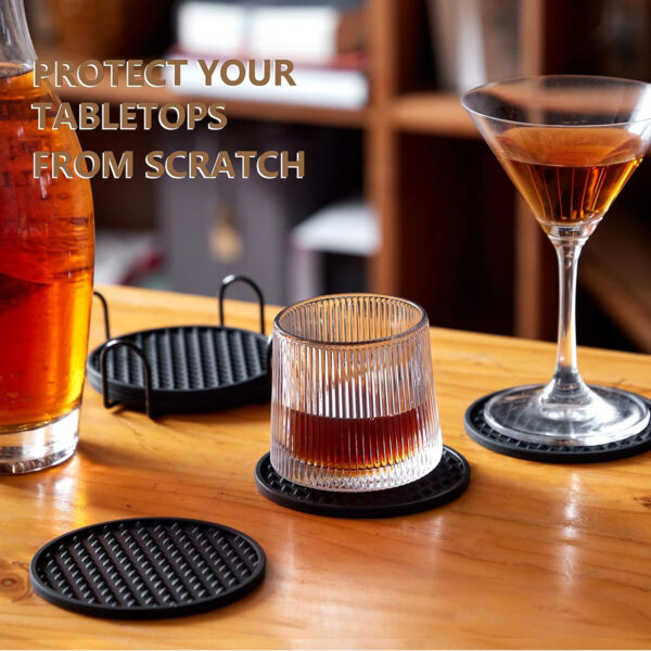 Set of 6 Silicone Drink Coasters with HolderItem No#10062 - Image 5