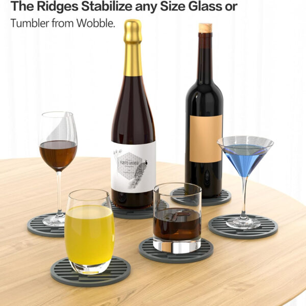 Set Of 6 Silicone Coasters For Drinks With Holder Item No#10063 - Image 4