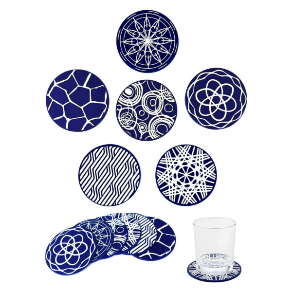 6Pcs Reusable Figure Silicone Drink Coasters Set With Holder Item No#10064 - Image 3