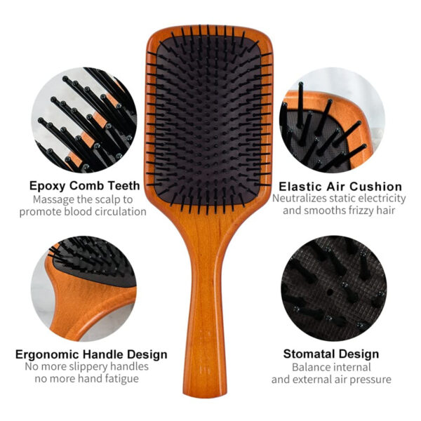 Wooden Paddle Hair Brush With Nylon Bristles for Men WomenItem No#10075 - Image 2