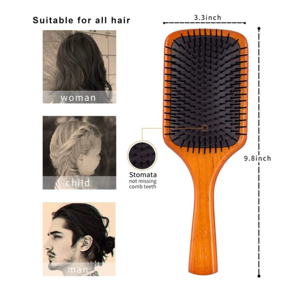 Wooden Paddle Hair Brush With Nylon Bristles for Men WomenItem No#10075 - Image 3