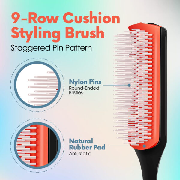 9 Row Curly Hair Brush for Styling Item No#10078 - Image 2