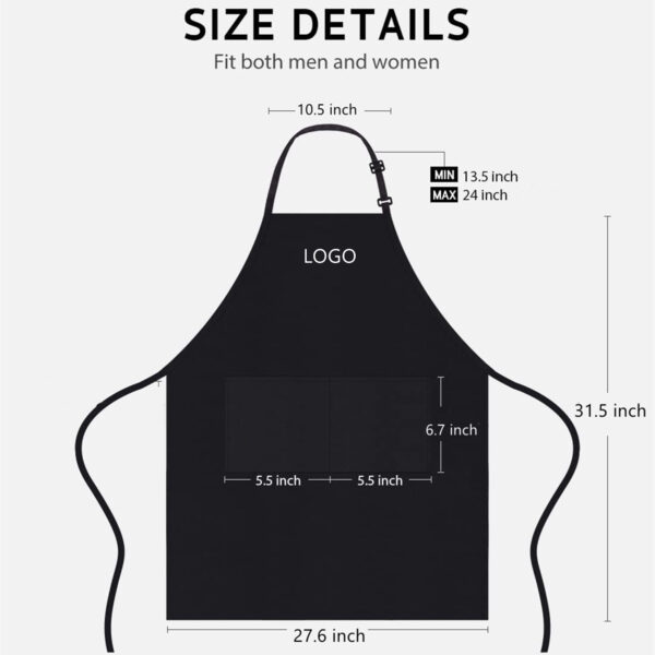 Waterdrop Resistant Adjustable Bib Apron With 2 Pockets Item No#10082 - Image 2