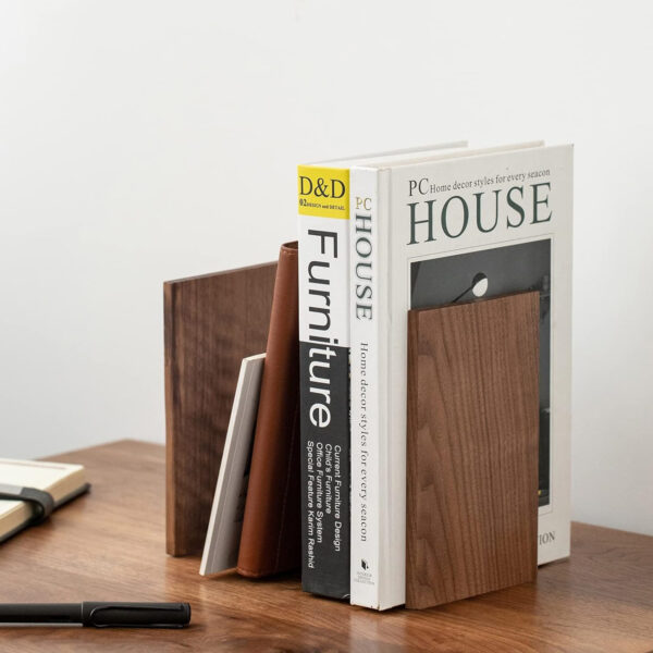 1 Pair Of Wood Walnut Bookends Item No#10100 - Image 5