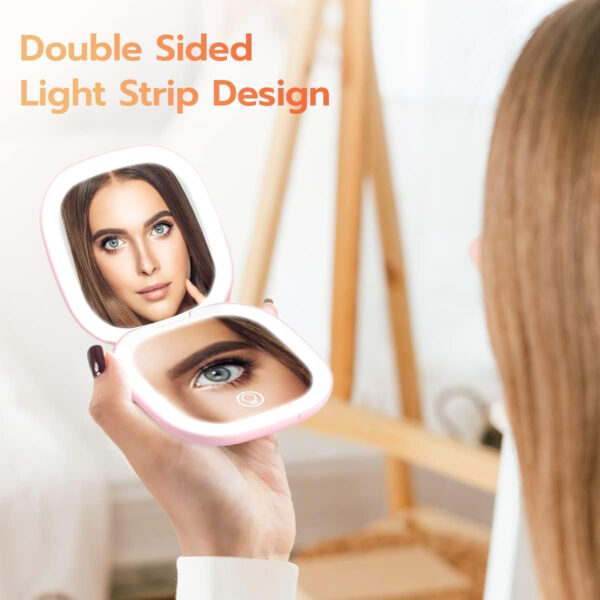 USB Rechargeable Led Travel Makeup Mirror SquareItem No#10111 - Image 2