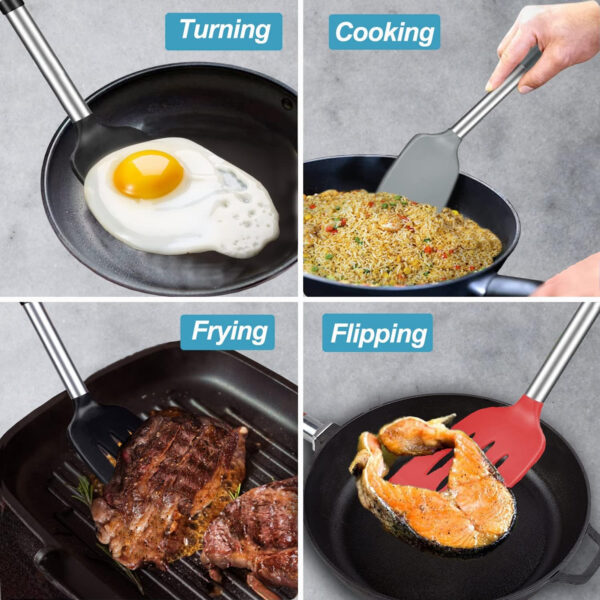 2 Pcs Solid And Slotted Spatulas For Kitchen Cooking Item No#10142 - Image 6