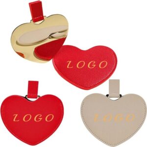 Mini Small Heart Shaped Mirror With Pu Leather Cover Item No#10387