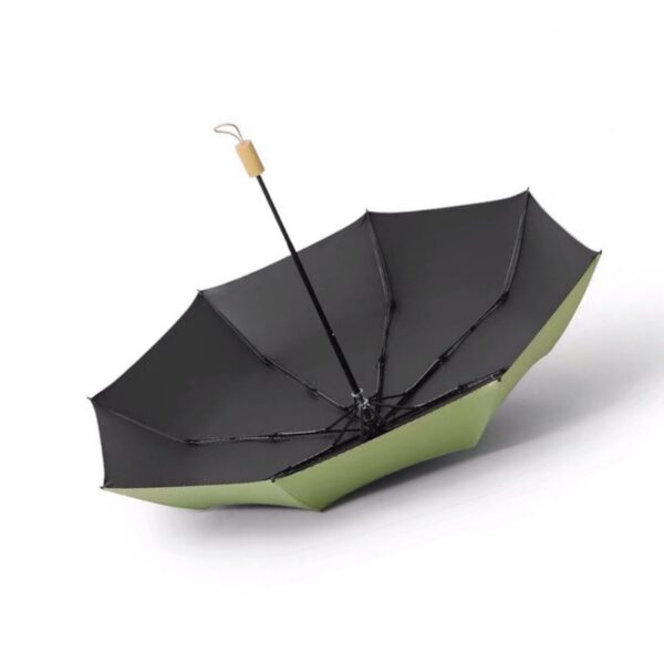 Solid Wood Handle Black Glue Sun Umbrella Item No#10413 - Image 2