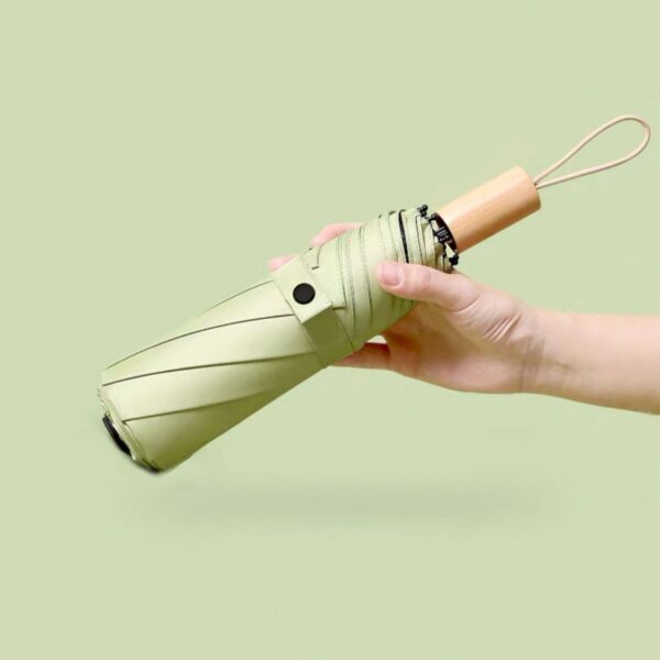 Solid Wood Handle Black Glue Sun Umbrella Item No#10413 - Image 4