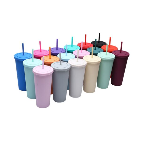 24oz Double-Layer Frosted Straw Cup Item No#10506