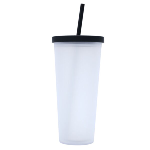 24oz Frosted Double-Layer Straw Cup Item No#10512 - Image 2