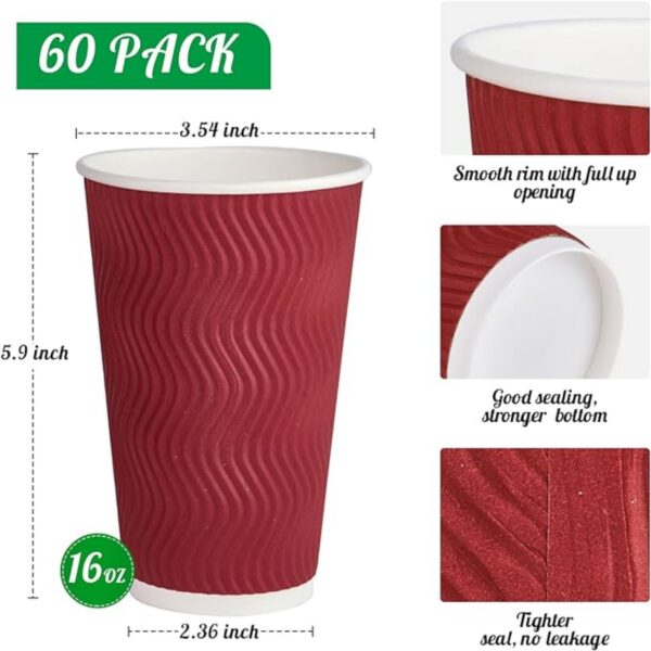 50 Pack 16 Oz Disposable Paper Cups Item No#10530 - Image 2