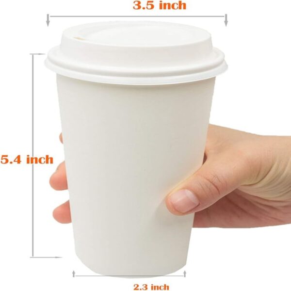 50 Pack 16 Oz Disposable Paper Cups With Lids Item No#10532 - Image 2