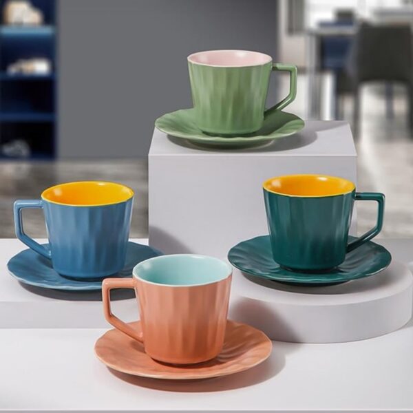 8Oz European Ceramic Mug With Tray Item No#10542 - Image 2
