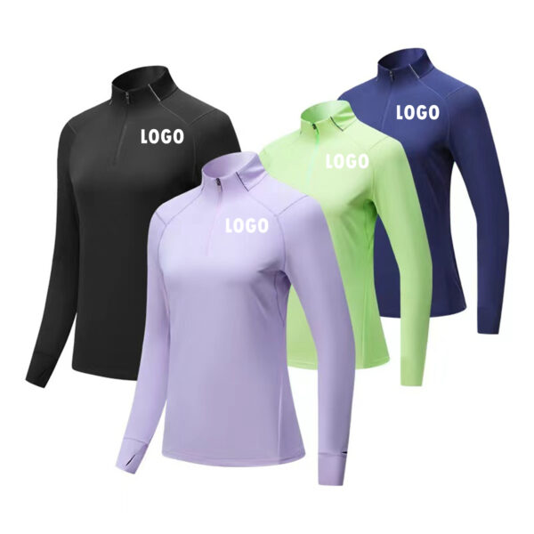 Women'S Long Sleeve Quarter Zip Pullover Shirt Item No#11027