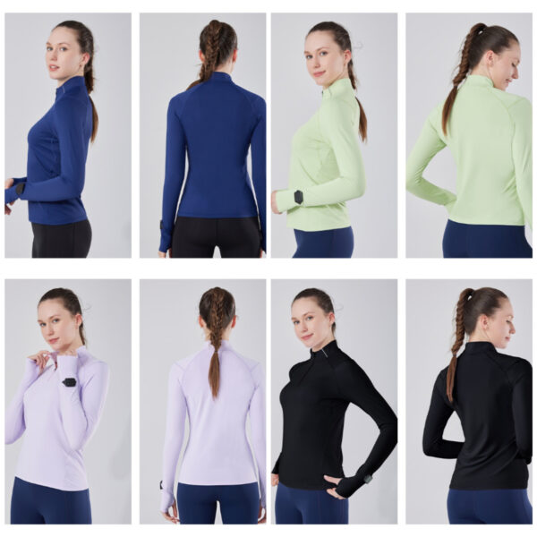 Women'S Long Sleeve Quarter Zip Pullover Shirt Item No#11027 - Image 2