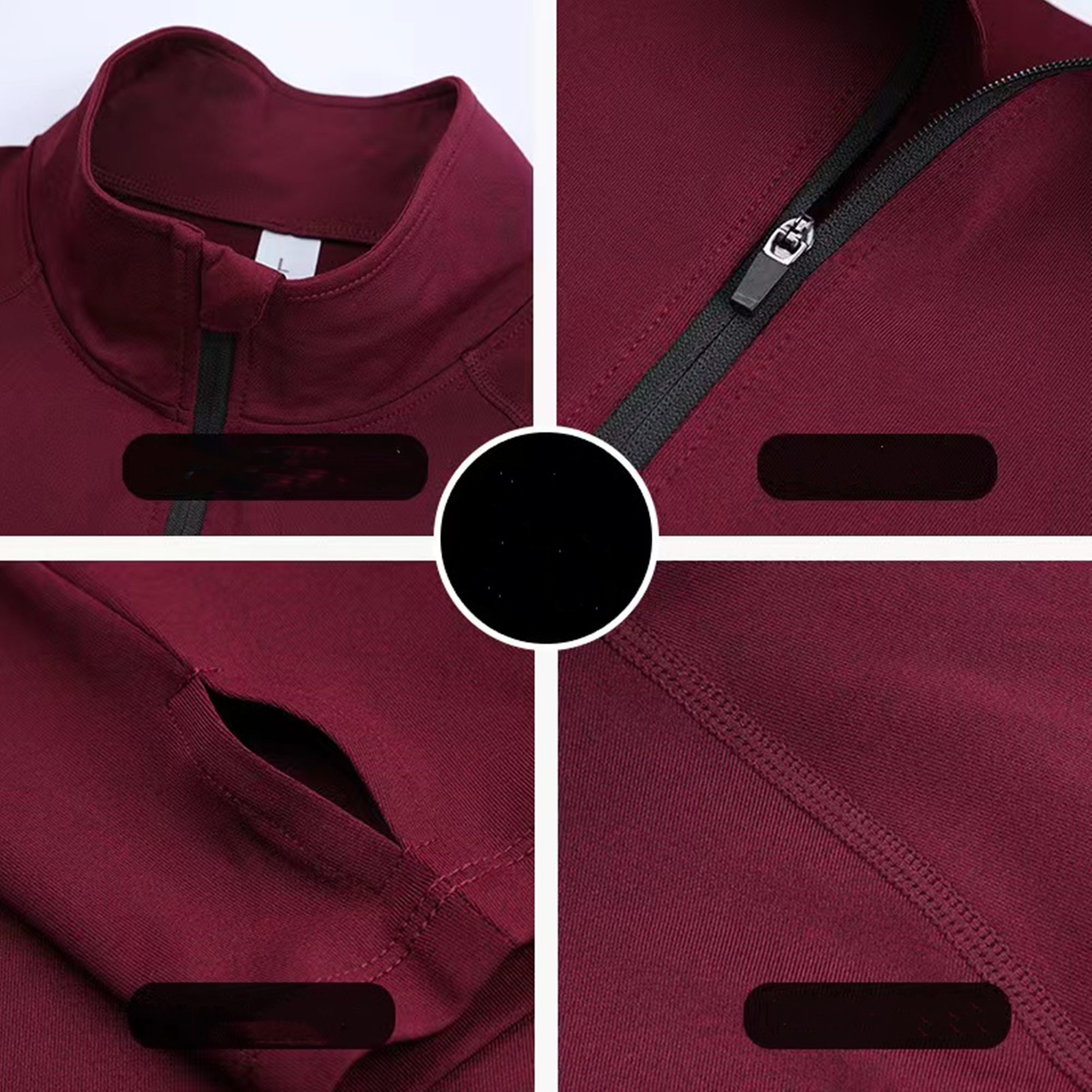 Mens Quarter Zip Pullover Long Sleeve Shirt Item No#11029 - Image 2