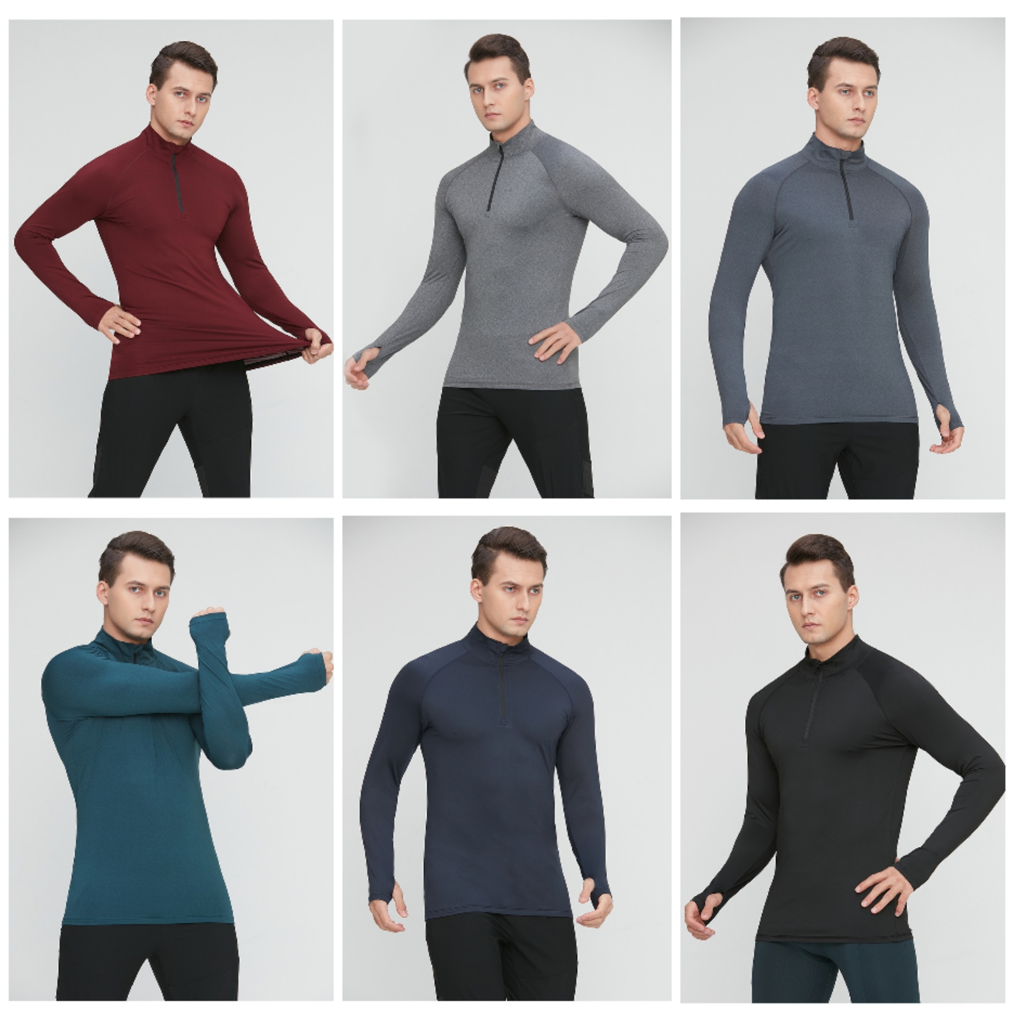 Mens Quarter Zip Pullover Long Sleeve Shirt Item No#11029 - Image 3