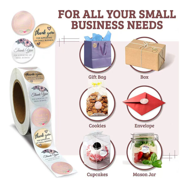 500Pcs 1" Self-Adhesive Thank You Stickers Item No#11051 - Image 4