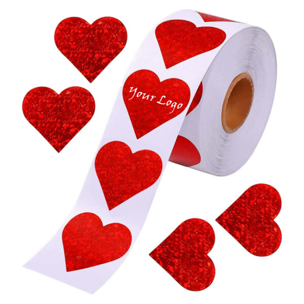 Valentines Glitter Red Heart Stickers Item No#11052