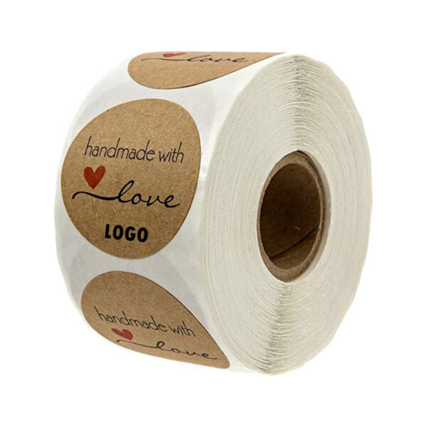 Kraft Handmade With Love Stickers Roll Item No#11055
