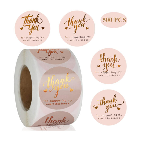 Pink Foil Thank You Stickers Item No#11060