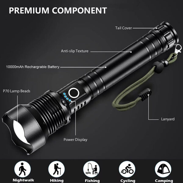 Super Bright Rechargeable Led Flashlight Item No#11076 - Image 3
