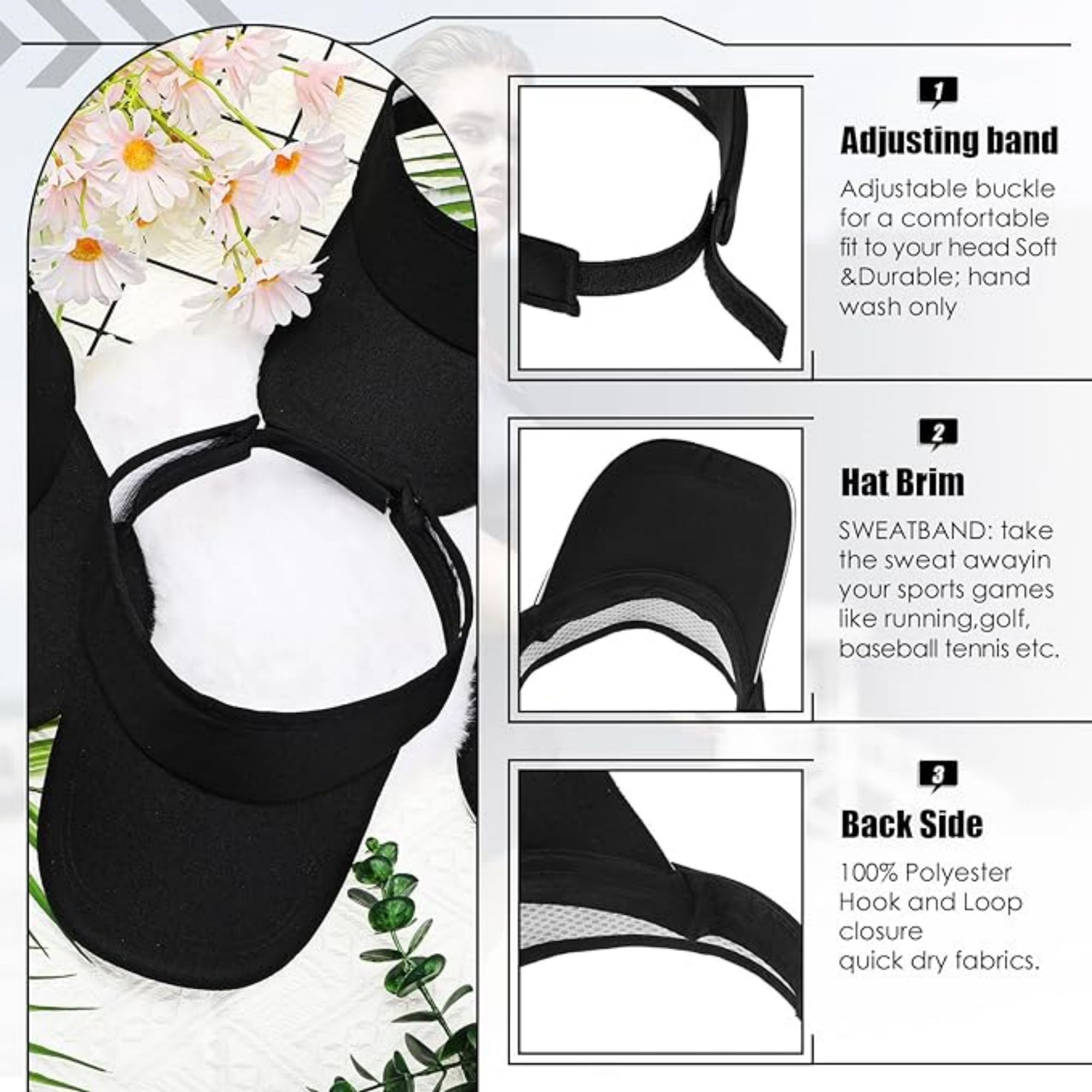 Unisex Sun Visors Hats Item No#10561 - Image 3