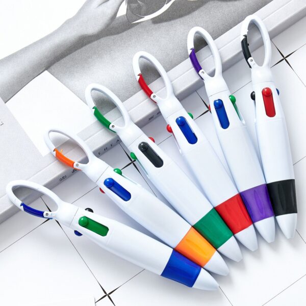 4-In-1 Multi-Colored Ink Ballpoint Pens With Carabiner Clip Item No#10573 - Image 5