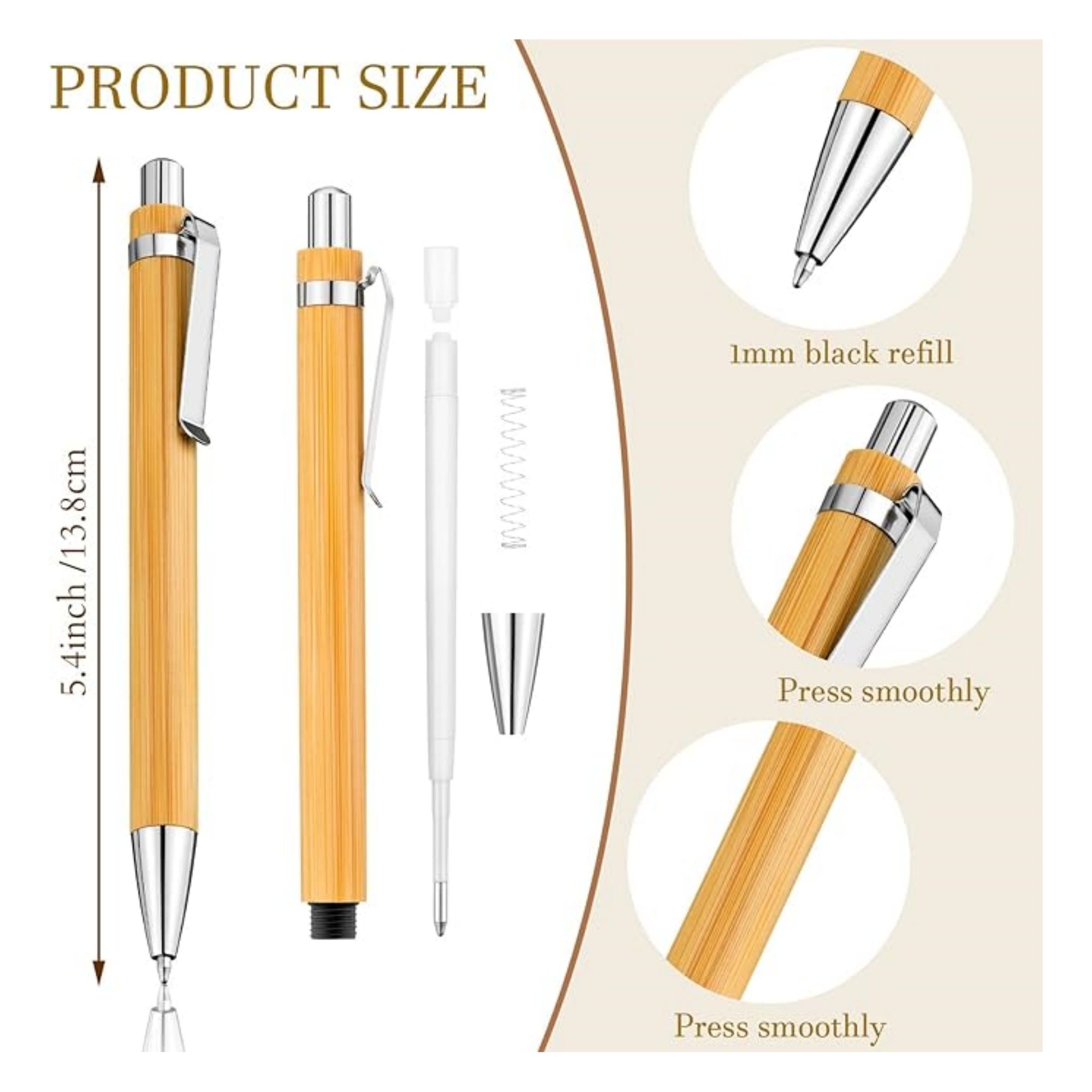 Bamboo Retractable Ballpoint Pen Item No#10578 - Image 2