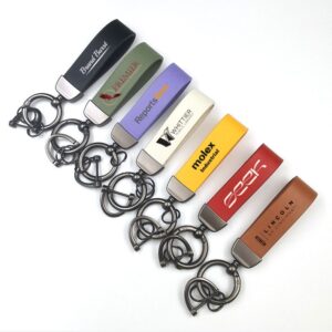 Leather Car Keychain With 4 Rings Item No#10621