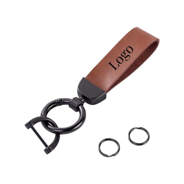 Leather Car Keychain With 4 Rings Item No#10621