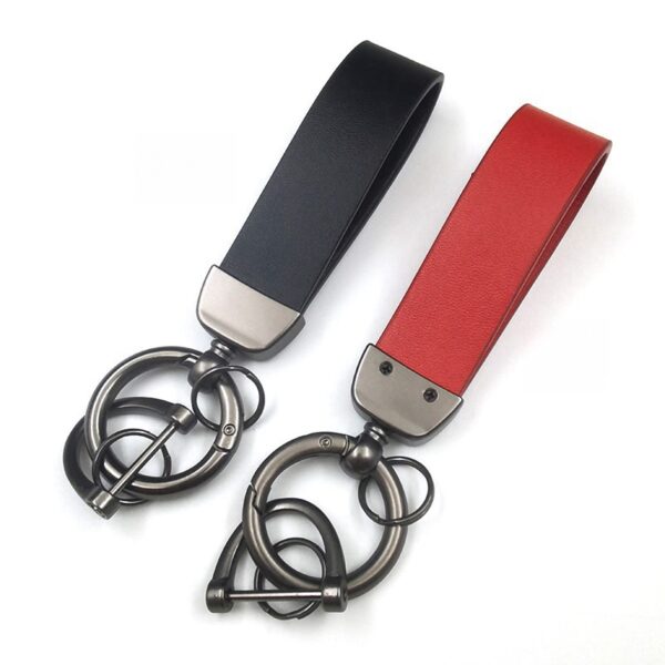 Leather Car Keychain With 4 Rings Item No#10621 - Image 2