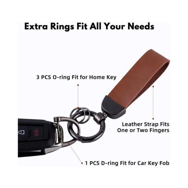 Leather Car Keychain With 4 Rings Item No#10621 - Image 3