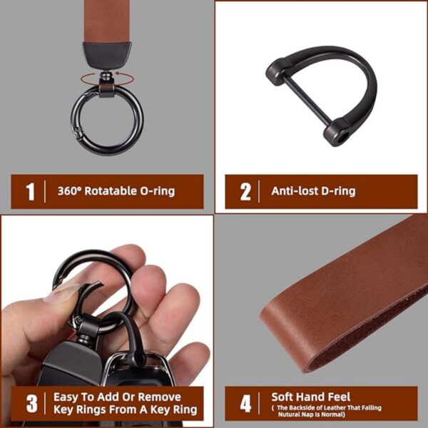 Leather Car Keychain With 4 Rings Item No#10621 - Image 4