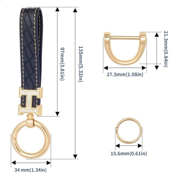 Diamond Inlaid H-Shaped Leather Keychain Item No#10623 - Image 2