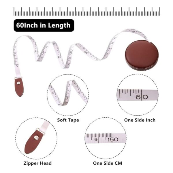 Leather Retractable Tape Measuring Dual Sided 60 Inch/1.5 M Item No#10680 - Image 3