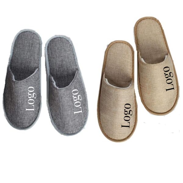 Linen Closed Toe Slippers Item No#10682